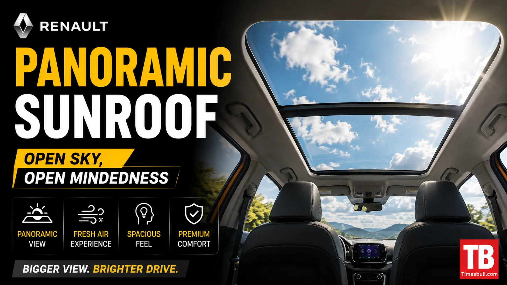 Panoramic sunroof open sky, open mindedness