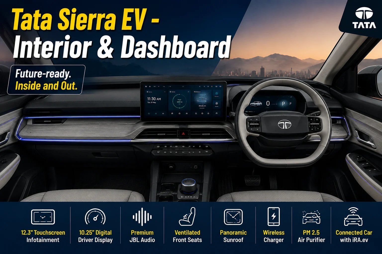 Tata Sierra EV - Interior and dashboard