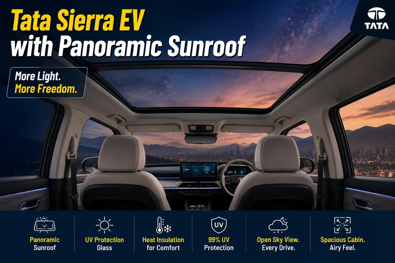Tata Sierra EV with panoramic sunroof
