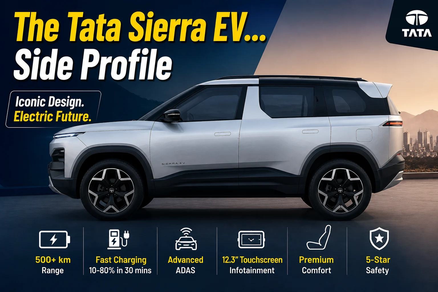 The Tata Sierra EV... Side Profile