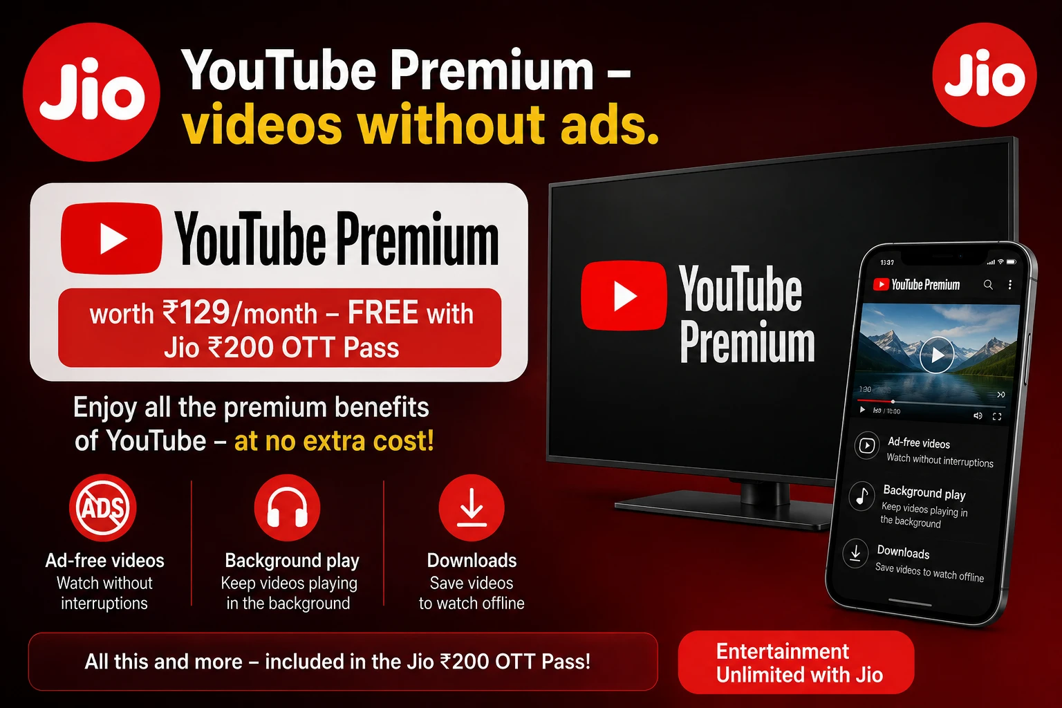 YouTube Premium - videos without ads.