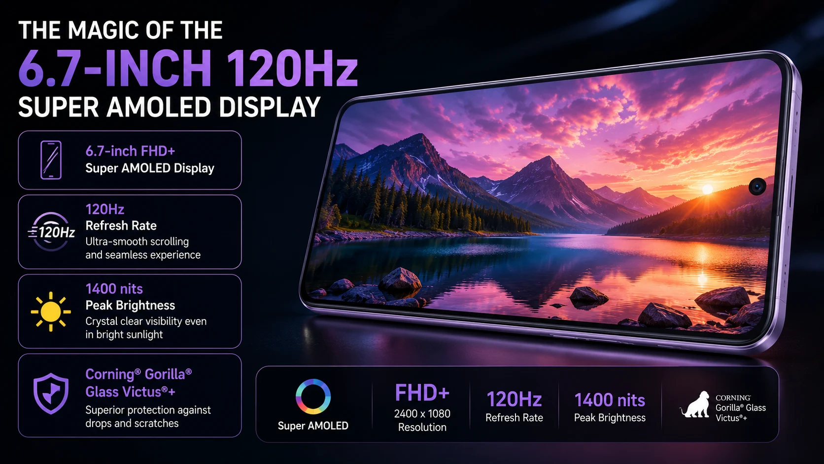 The magic of the 6.7 -inch 120Hz Super AMOLED display