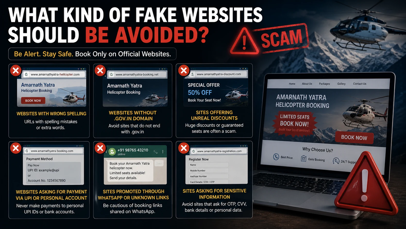 What kind of fake websites should be avoided?