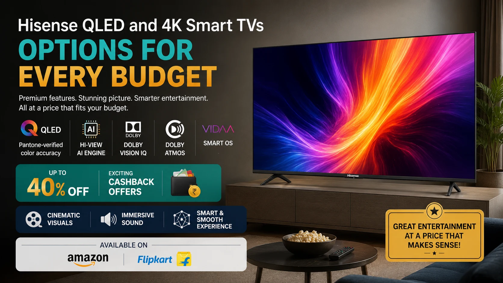 Hisense QLED and 4K Smart TVs Options for every budget