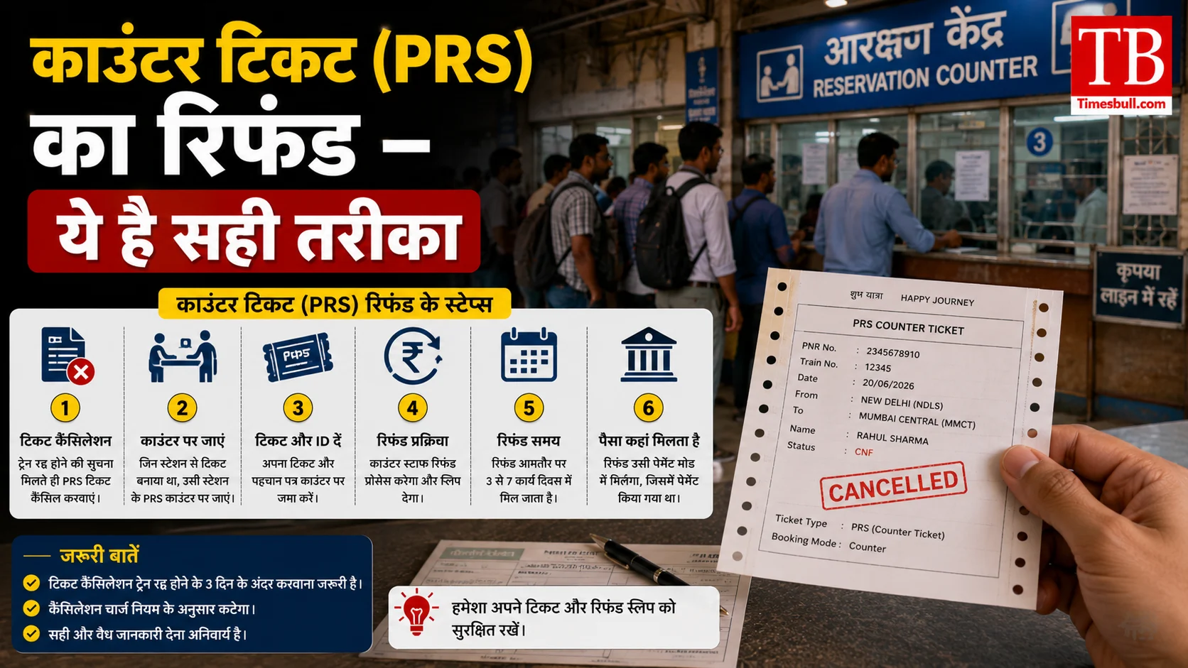 काउंटर टिकट (PRS) का रिफंड – ये है सही तरीका