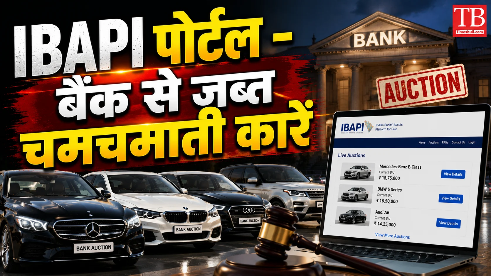 IBAPI पोर्टल – बैंक से जब्त चमचमाती कारें
