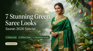 Sawan Green Saree Look:
