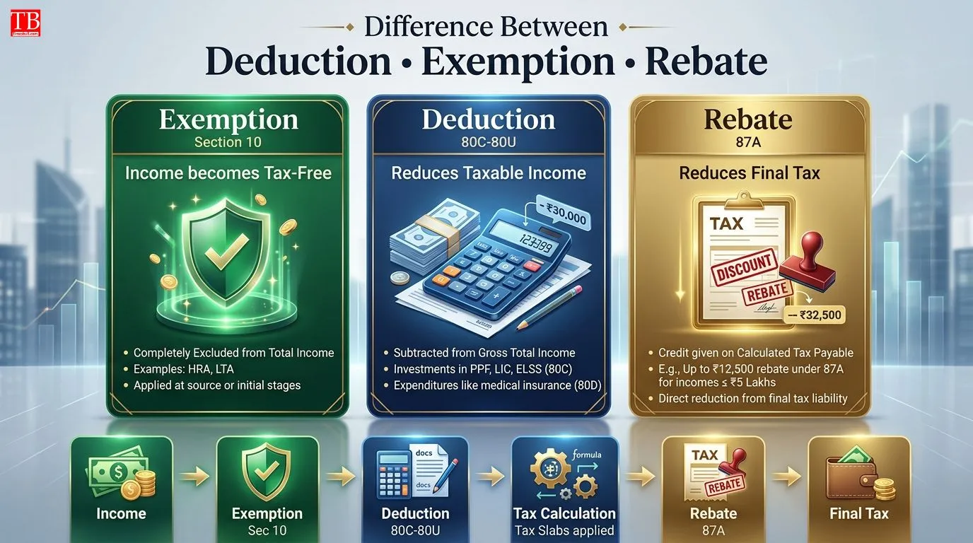 Exemption, Deduction और Rebate में अंतर (सारांश)