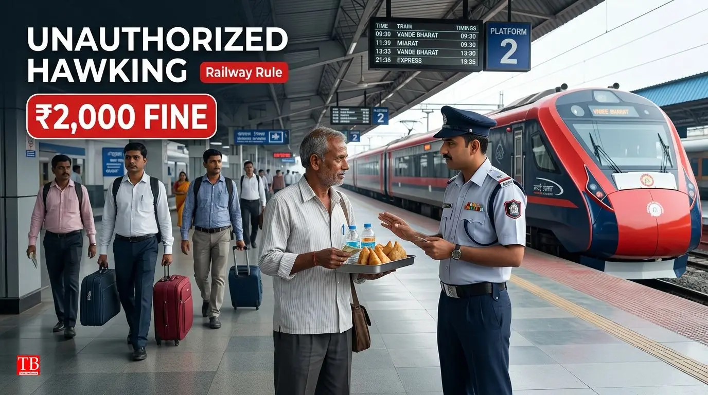 बिना अनुमति ट्रेन या स्टेशन पर सामान बेचना (हॉकिंग)