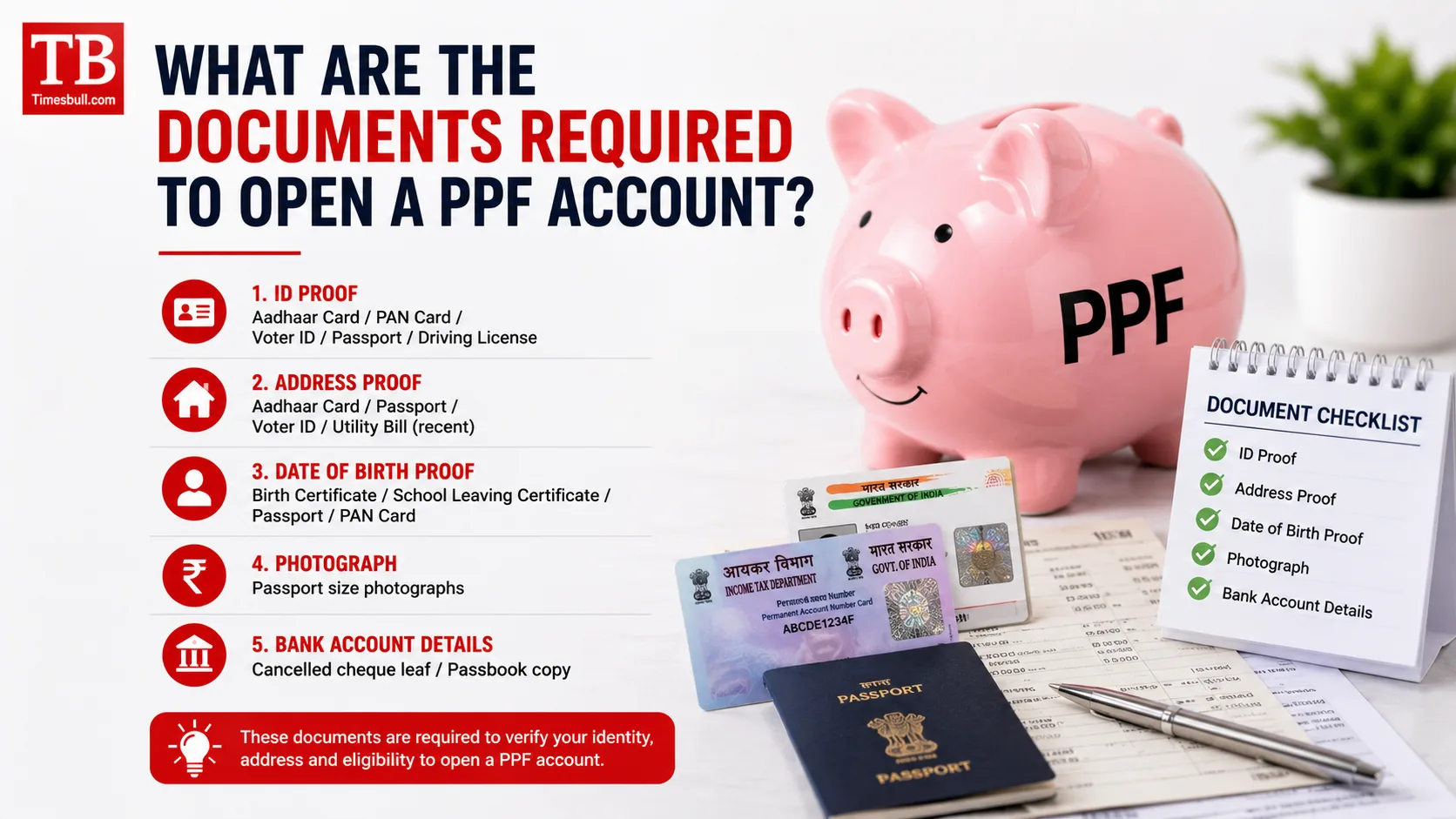 What are the documents required to open a PPF account?