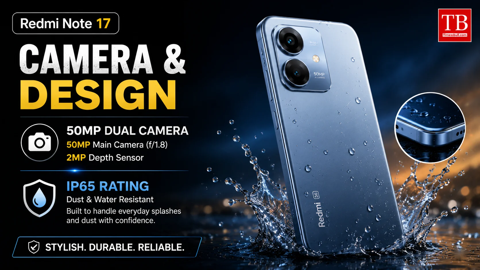 Camera and design 50MP dual camera with IP65 rating