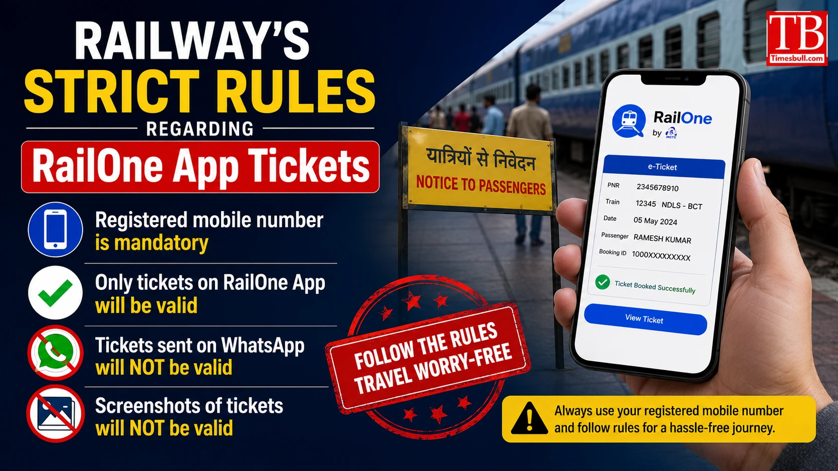 Railway's strict rules regarding RailOne App Tickets