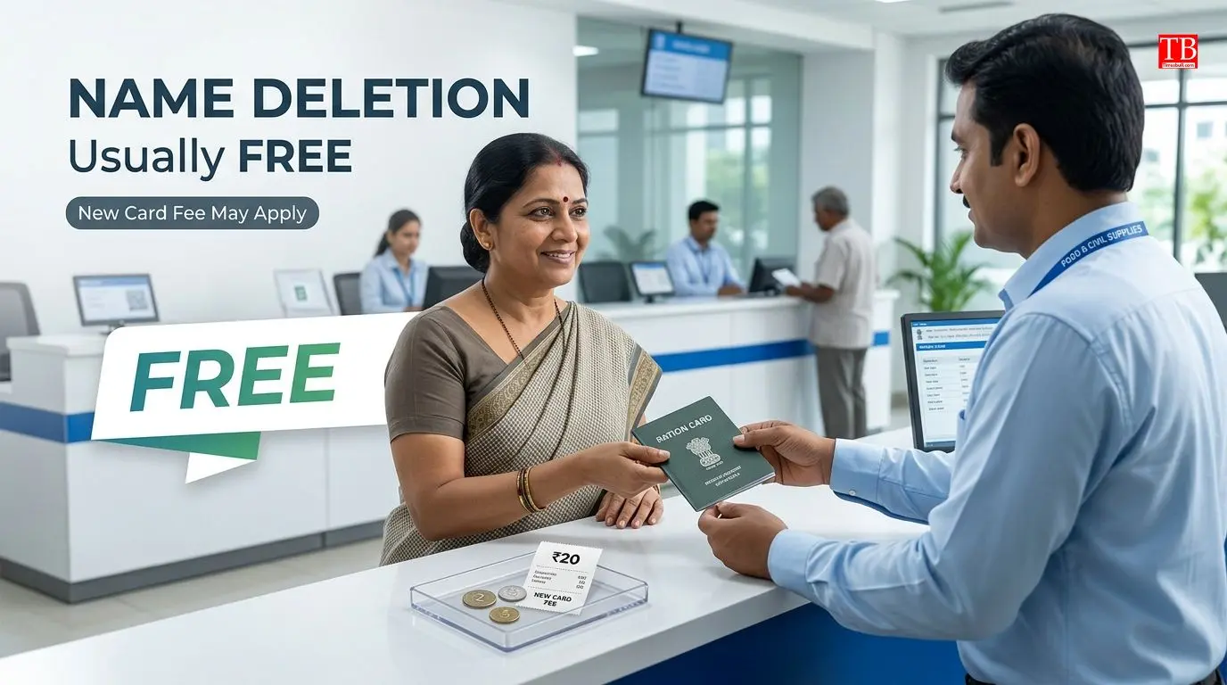 Is there any fee for deleting name from ration card?