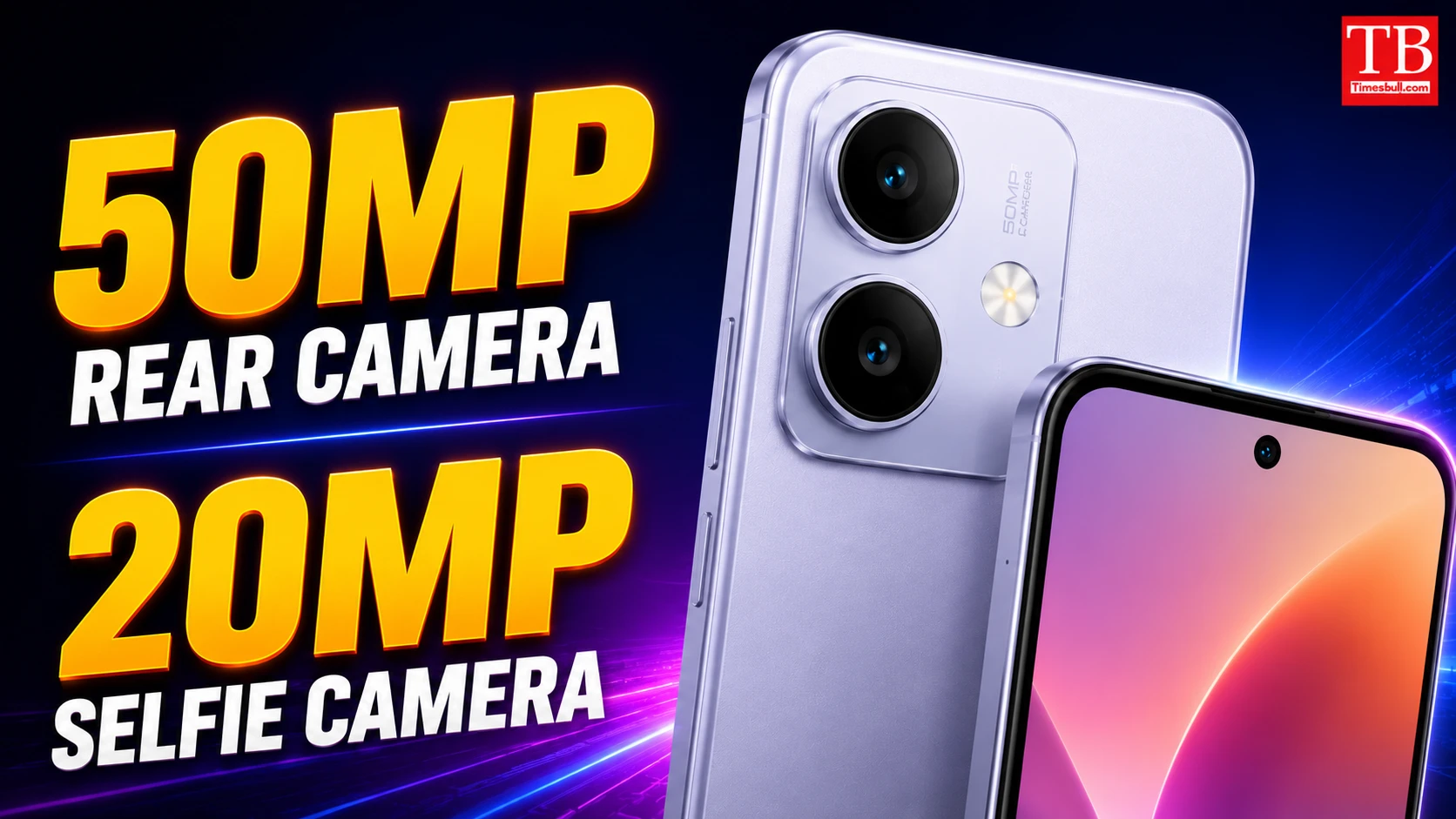50MP rear camera and 20MP selfie camera