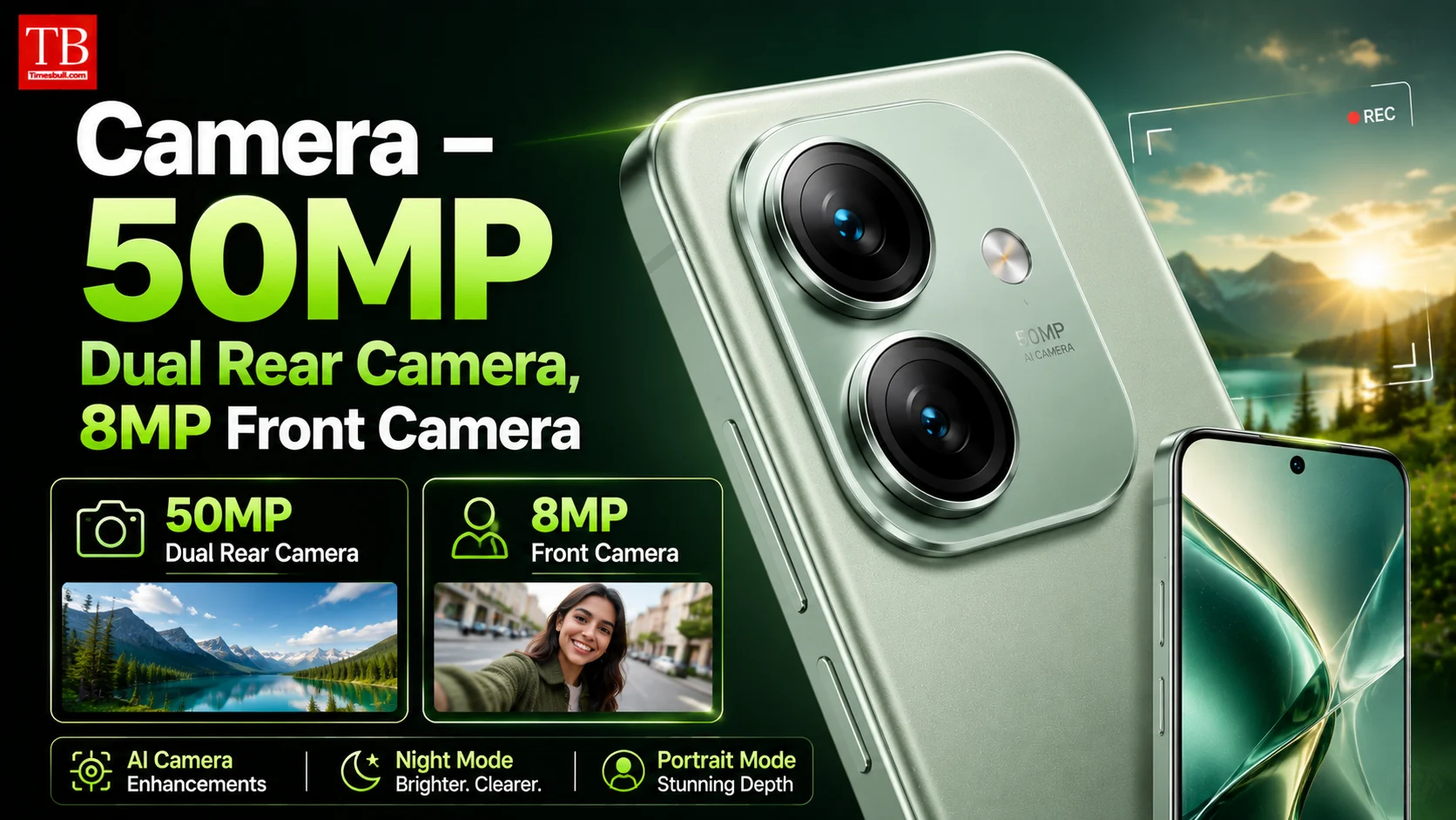 Camera – 50MP Dual Rear Camera, 8MP Front Camera