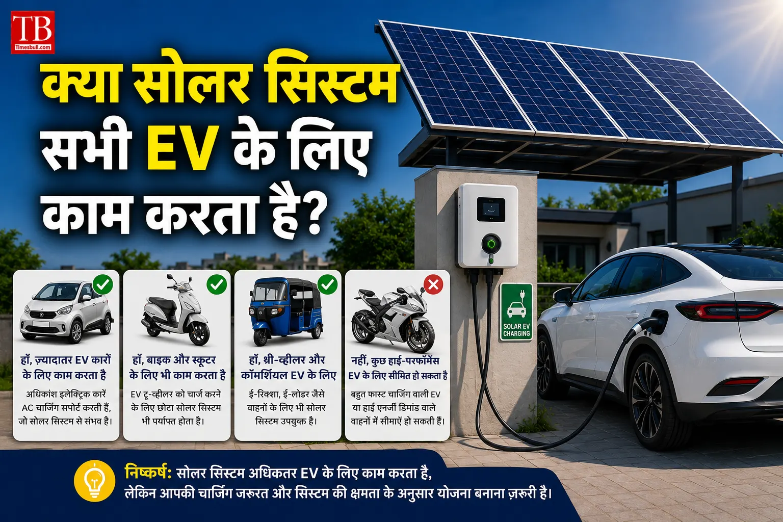 क्या सोलर सिस्टम सभी EV के लिए काम करता है?