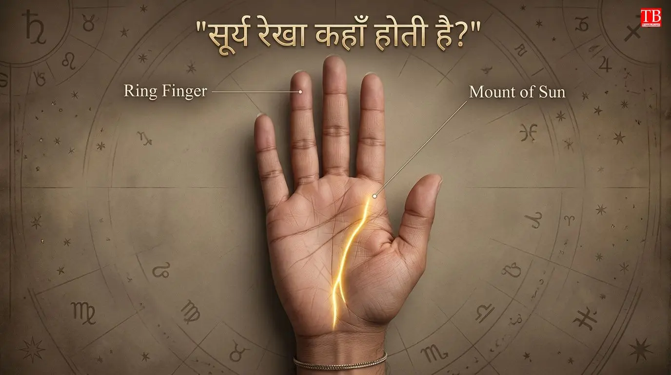 हाथ में कहां होती है सूर्य रेखा?