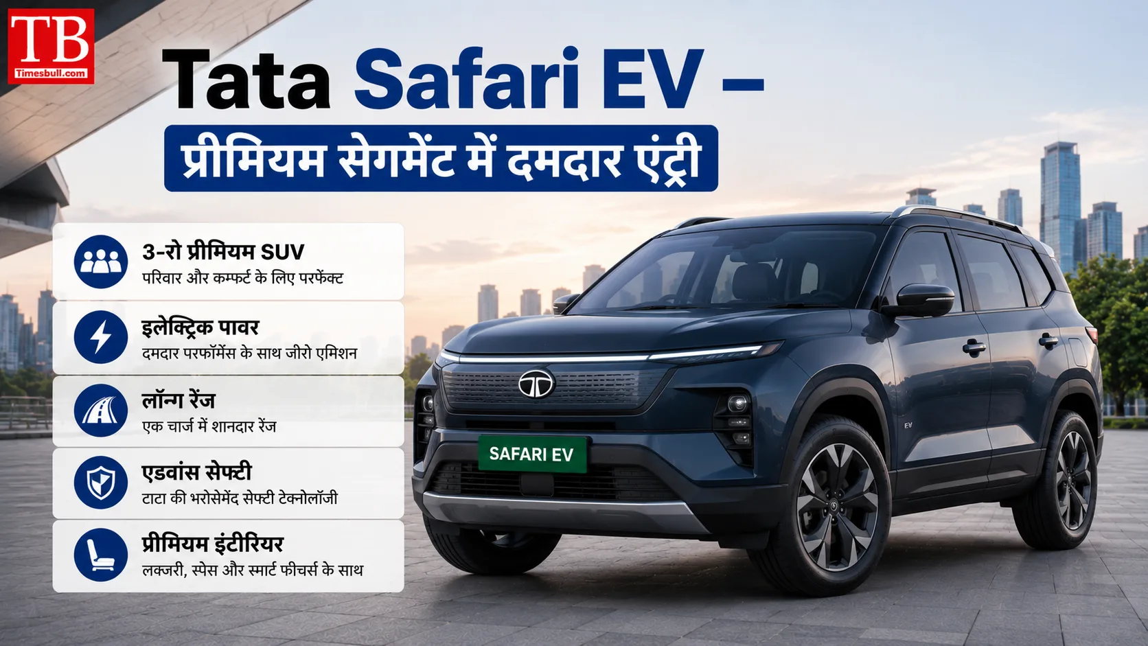 Tata Safari EV – प्रीमियम सेगमेंट में दमदार एंट्री