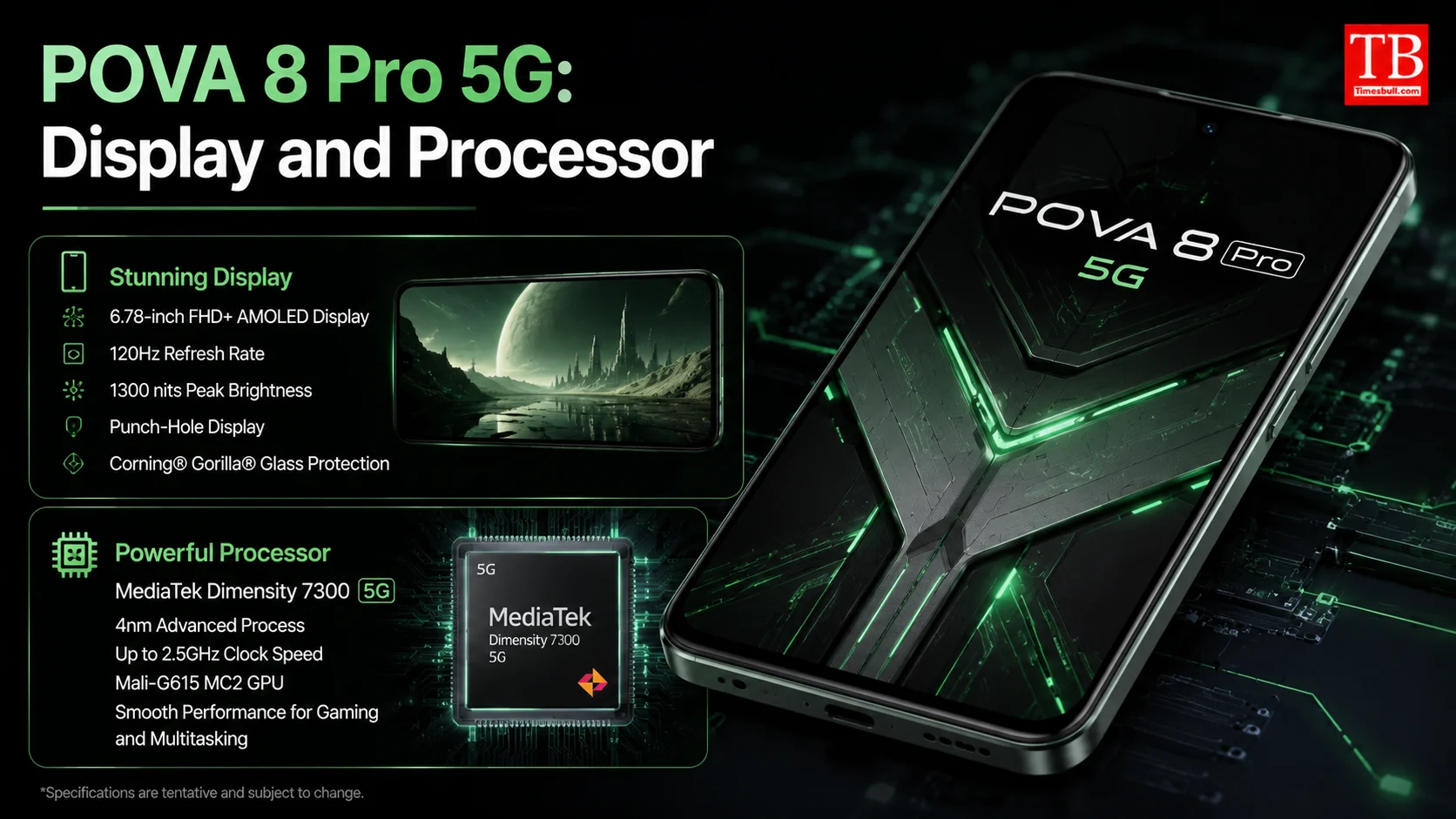 Pova 8 Pro 5G: Display and Processor