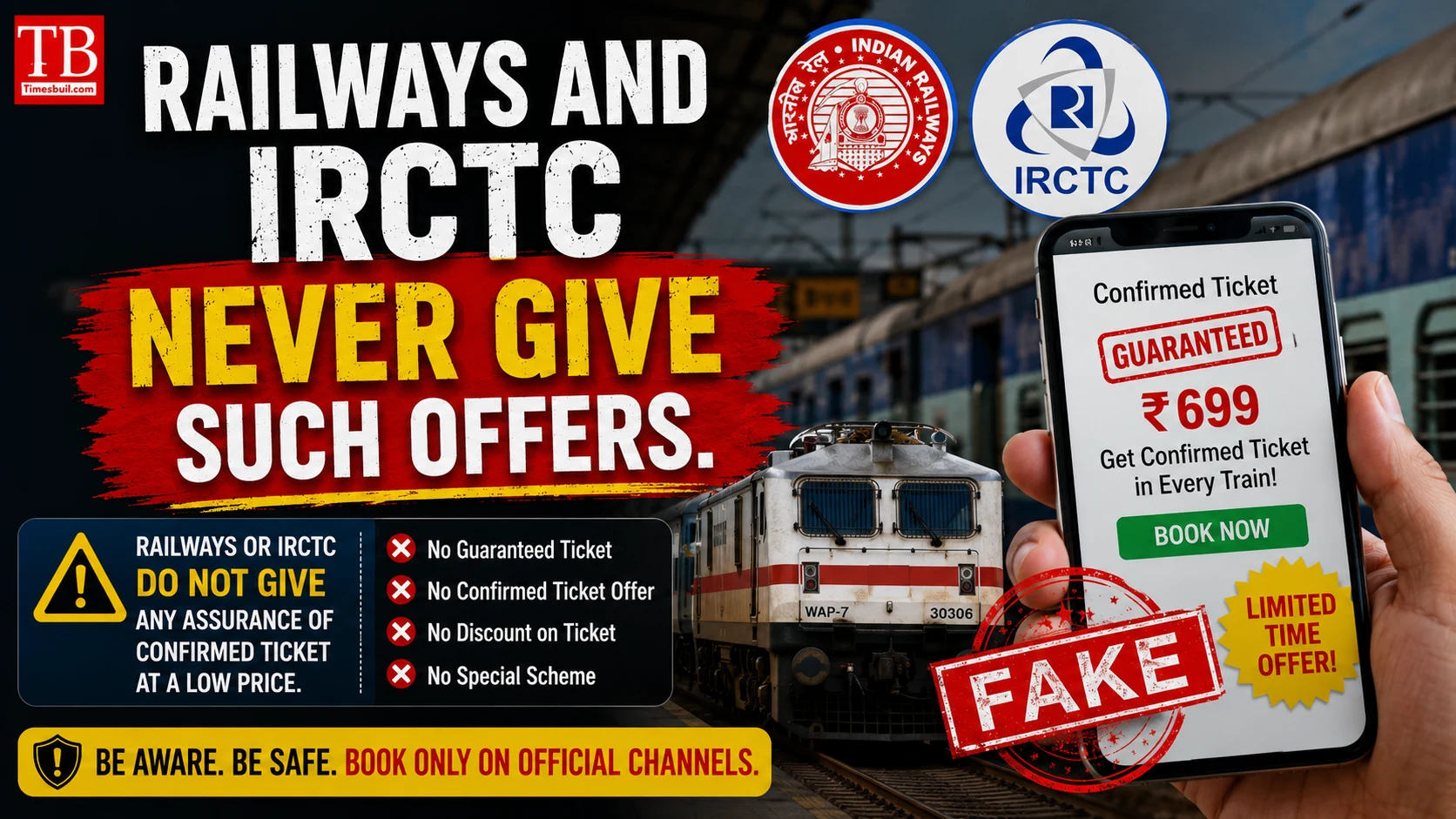 Railways and IRCTC never give such offers.