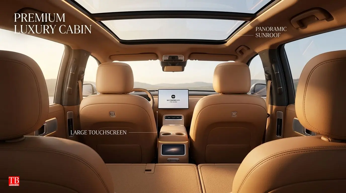 The interior - Premium feel, large screen and unique seating