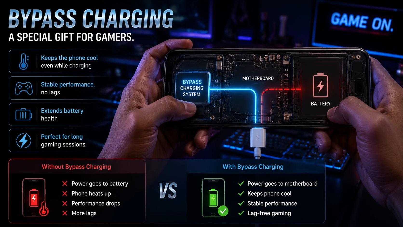 Bypass Charging - A special gift for gamers.