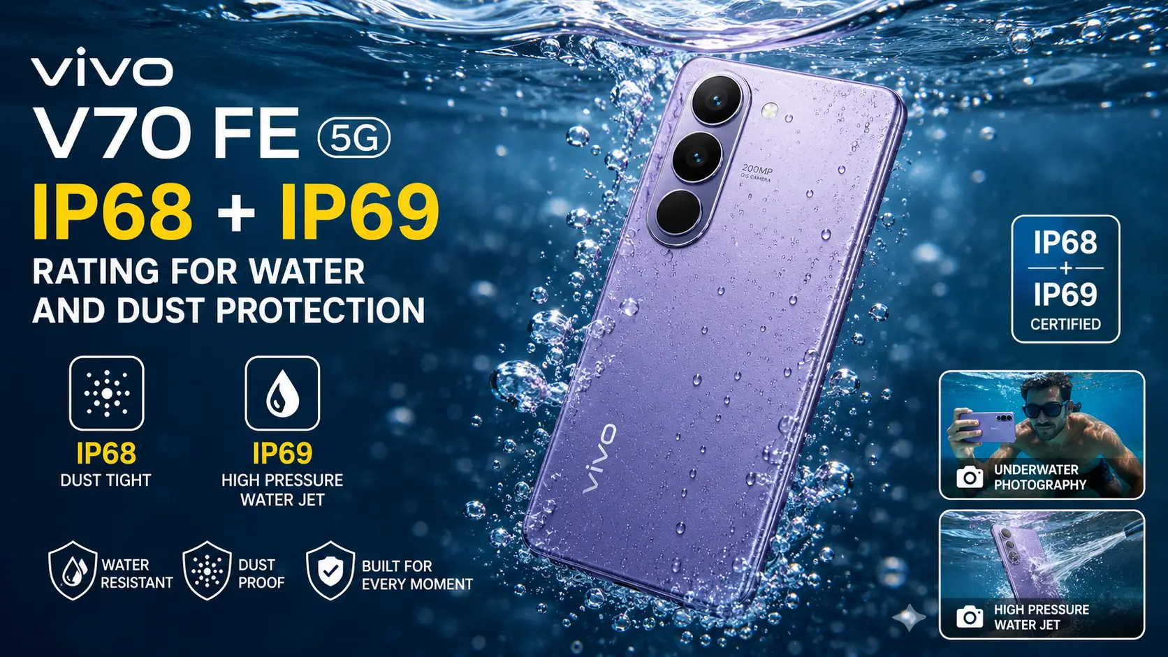 IP68 + IP69 rating for water and dust protection