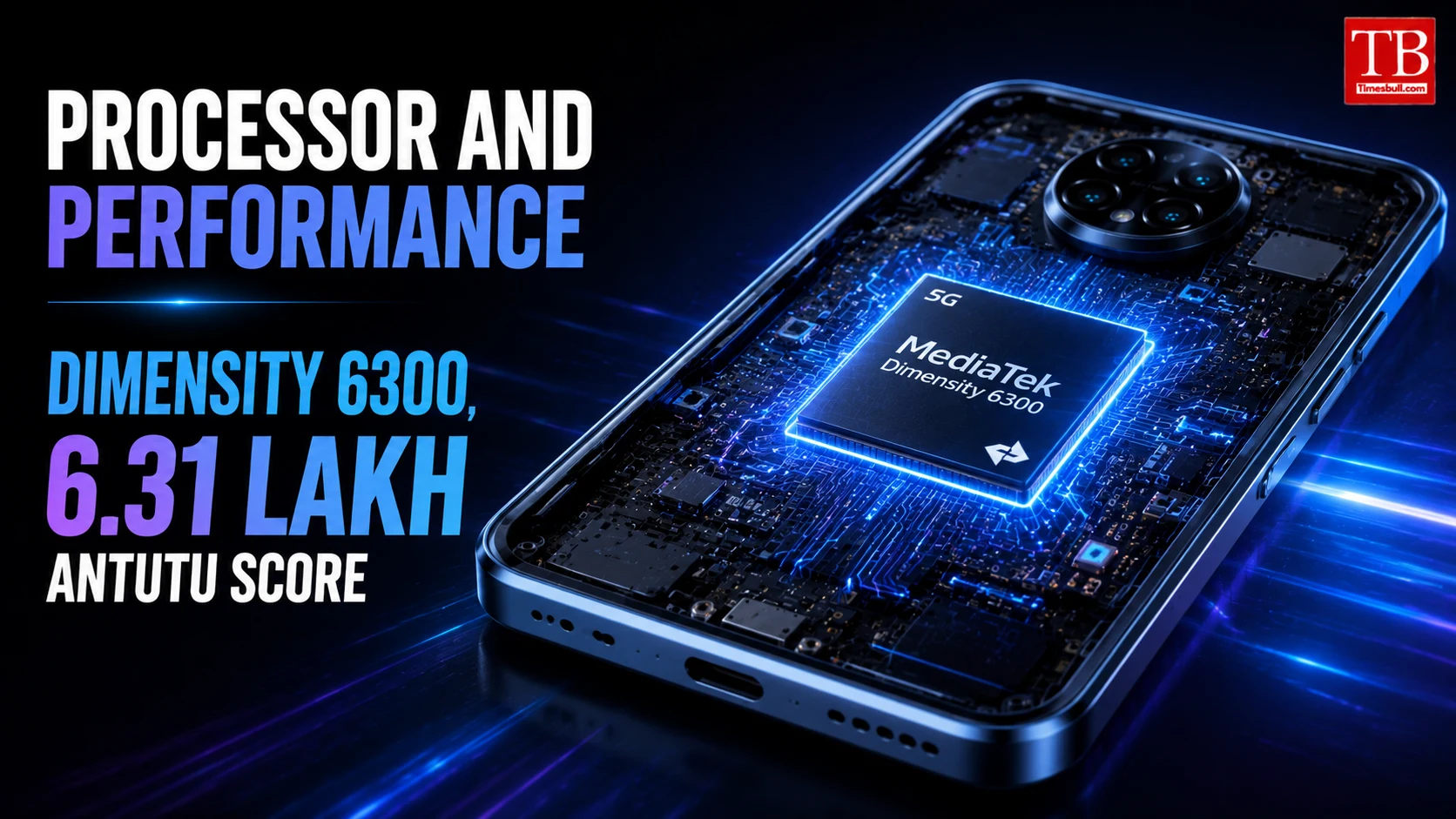 Processor and Performance Dimensity 6300, 6.31 lakh AnTuTu score