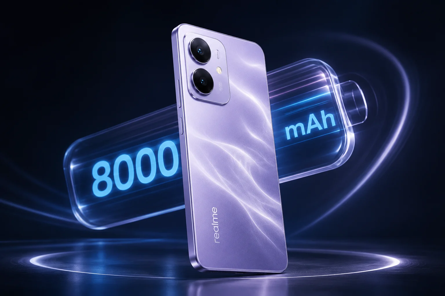 8000mAh battery powering the Realme P4R 5G