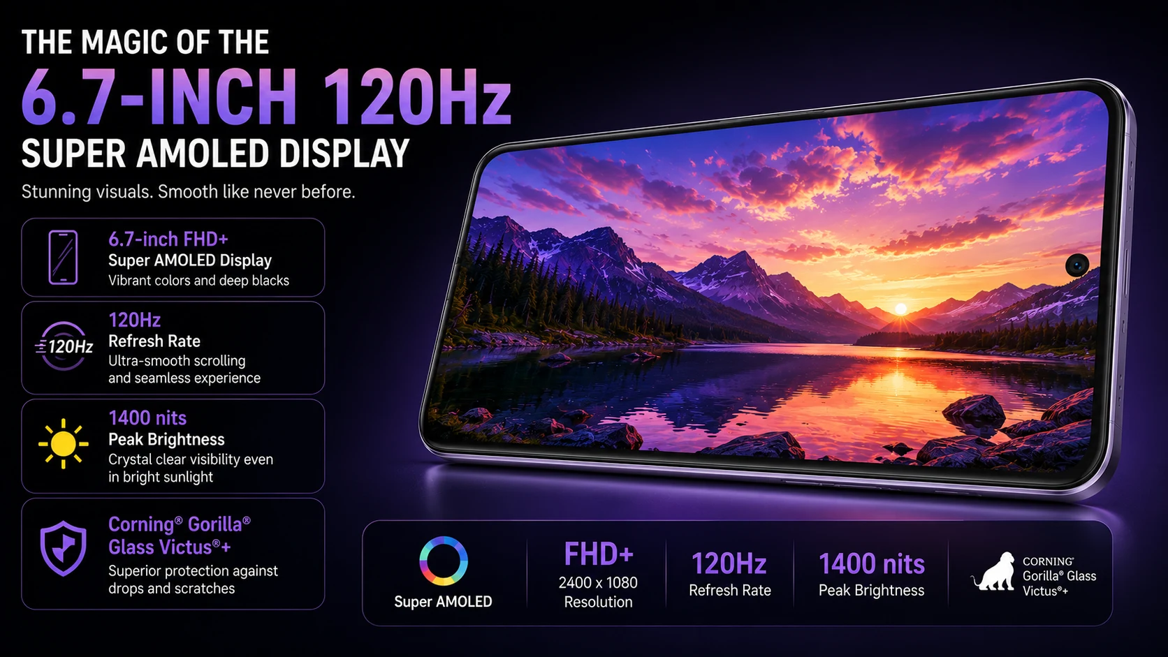 The magic of the 6.7 -inch 120Hz Super AMOLED display