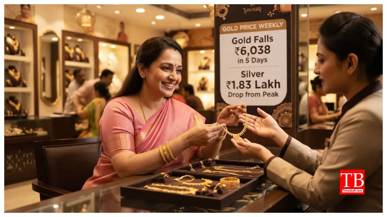 Gold Price Weekly – Gold Falls ₹6,038 in 5 Days, Silver ₹1.83 Lakh Drop from Peak