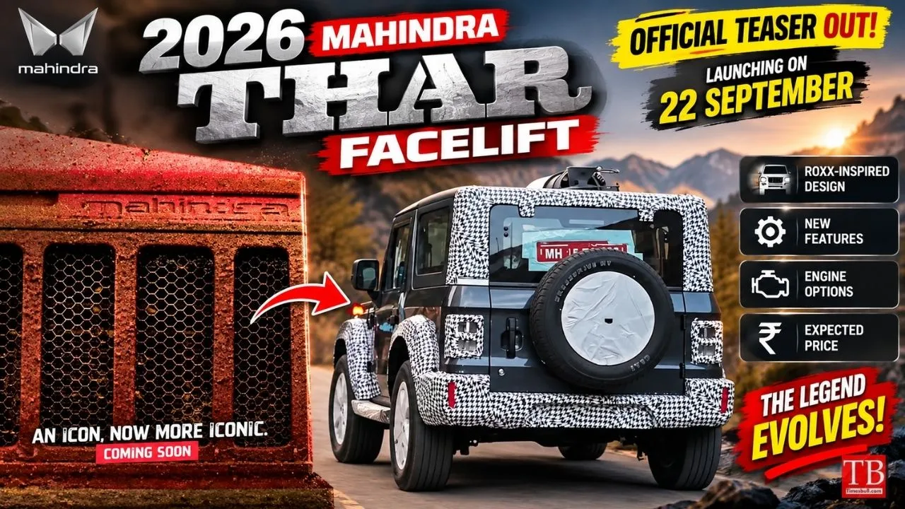2026 Mahindra Thar Facelift Teaser Out – Know the New Design, Features, Engine