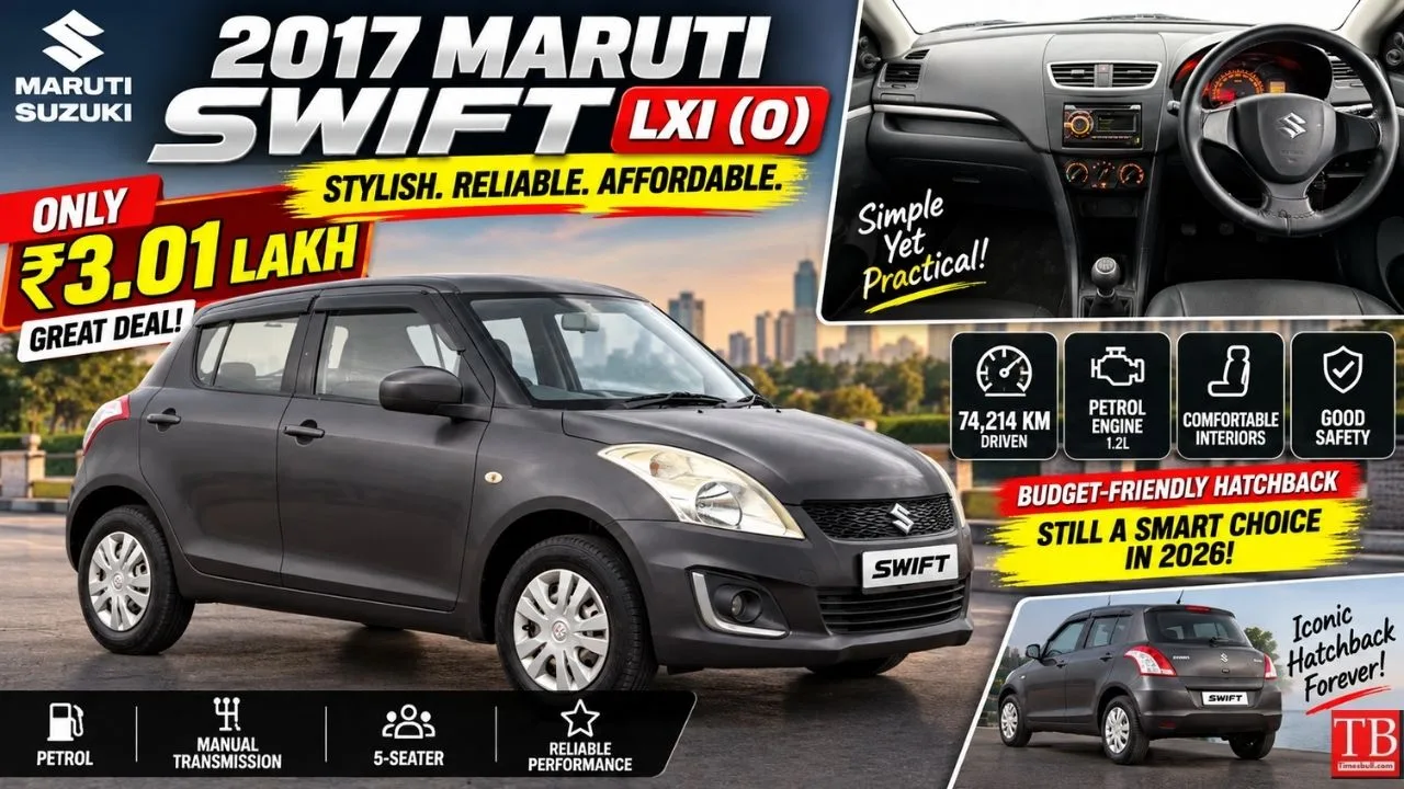 Maruti Swift 2017 for Sale – Driven 74,214 km, Priced at Just ₹3.01 Lakh