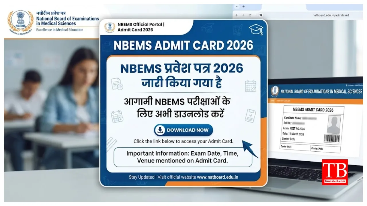 NBEMS Admit Card 2026 Declared – How to Download the Hall Ticket at natboard.edu.in
