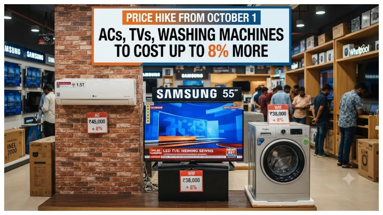 Price Hike from October 1 – ACs, TVs, Washing Machines to Cost Up to 8%