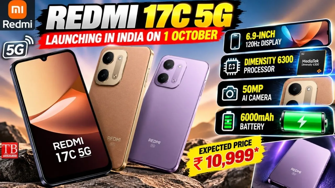 Redmi 17C 5G Launch with 6,000 mAh Battery, 120Hz Display on October 1