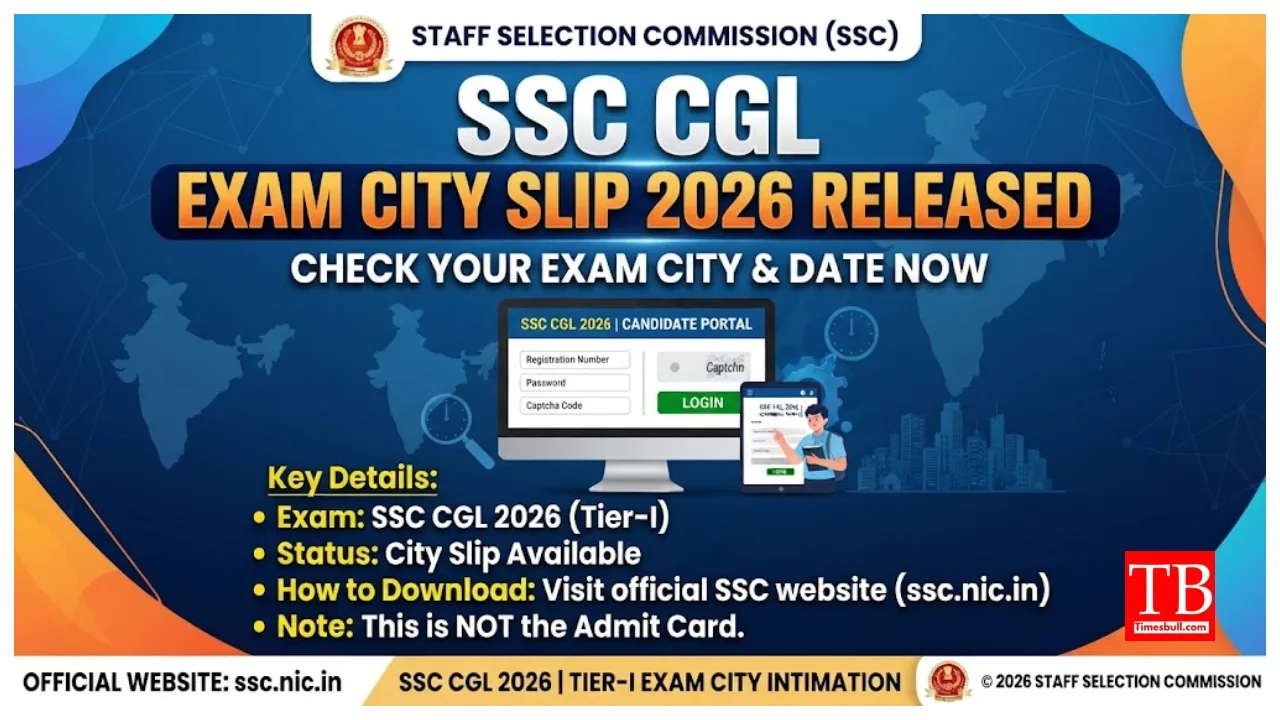 SSC CGL Exam City Slip 2026 Released – How to Download at ssc.gov.in, Direct Link Inside