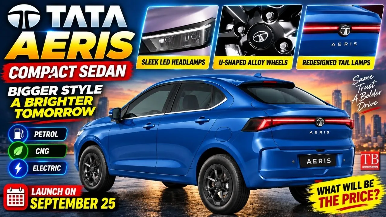 Tata Aeris Compact Sedan Revealed Ahead of Launch, Check Out LED DRLs and Alloy Wheels