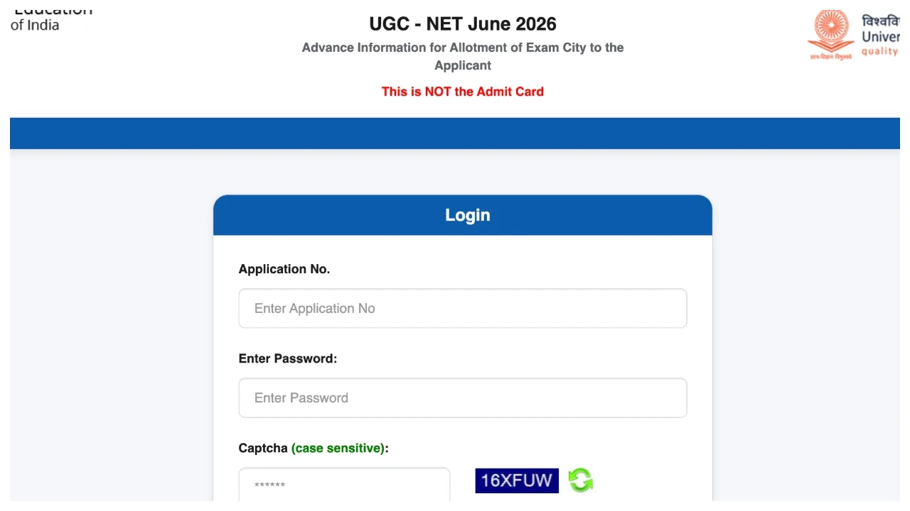 UGC NET Re-Exam 2026 – Exam City Declared at ugcnet.nta.ac.in, Click Here