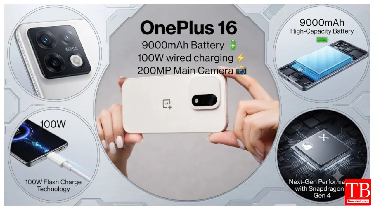 OnePlus 16 confirms 9,000mAh Battery, 100W wired charging,  Full Specifications