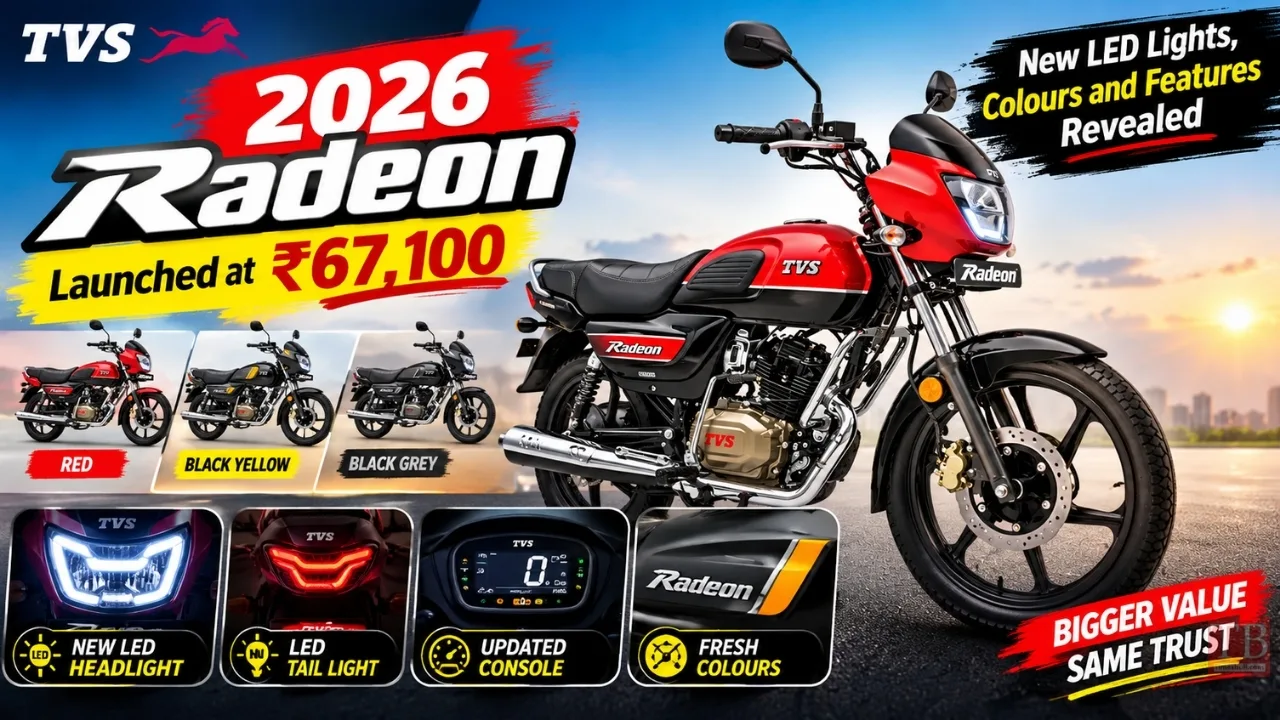 2026 TVS Radeon Launched at ₹67,100 with New LED Lights, Check Specification