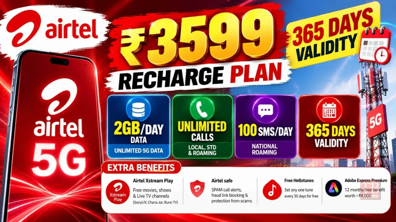 Airtel Yearly Plan – 365 Days Validity, 2GB/Day Data & More