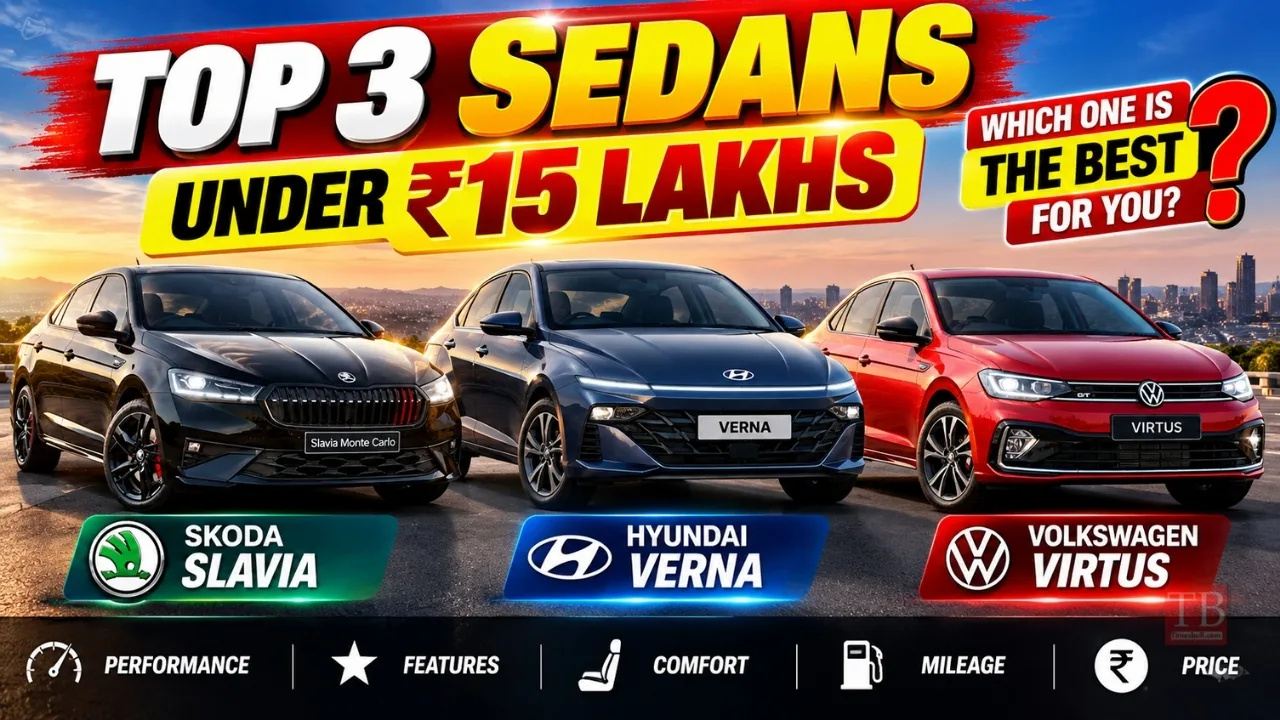Best Sedans Under ₹15 Lakh – Slavia vs Virtus vs Verna, Which One Is Best for You