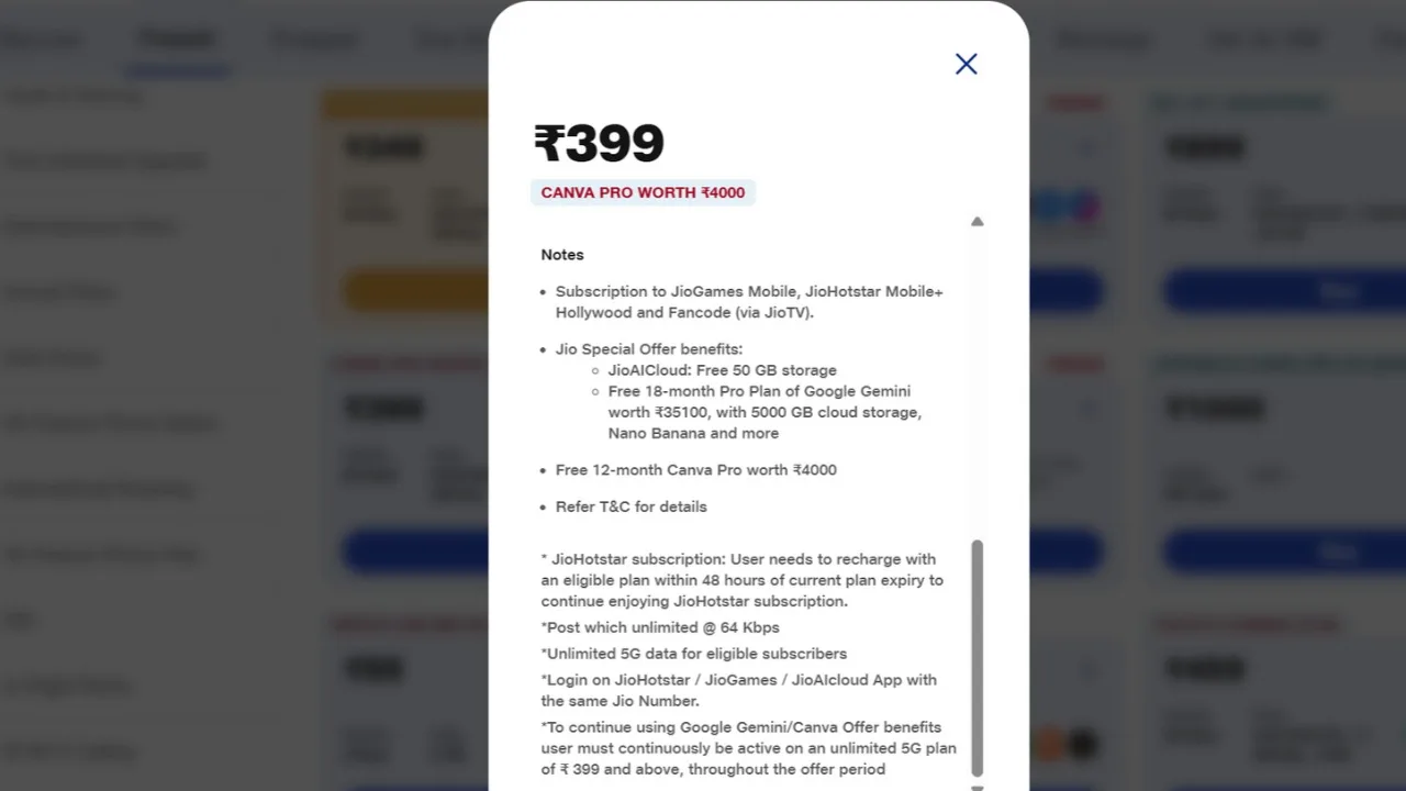 Jio Cheapest Plan – Get 70GB Data, Unlimited Calling, 5G and Free Canva Pro Benefits - Image 1