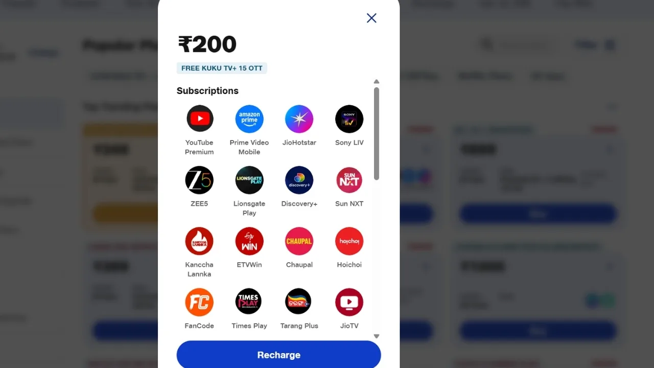 Jio Cheapest Plan –  Get 30GB High-Speed Data, YouTube Premium & 15+ OTT Apps for Just ₹200 - Image 2