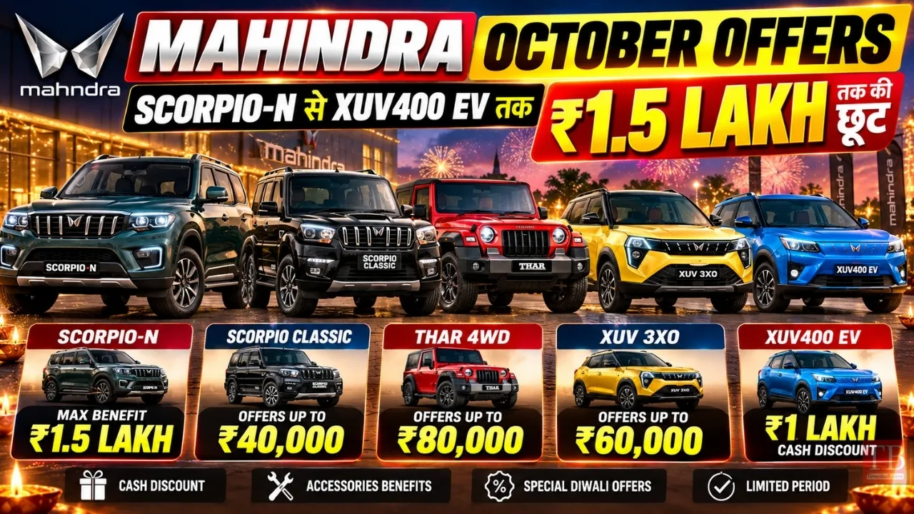 Mahindra October 2026 Offers – Save Up to ₹1.5 Lakh on Scorpio-N, XUV400 EV