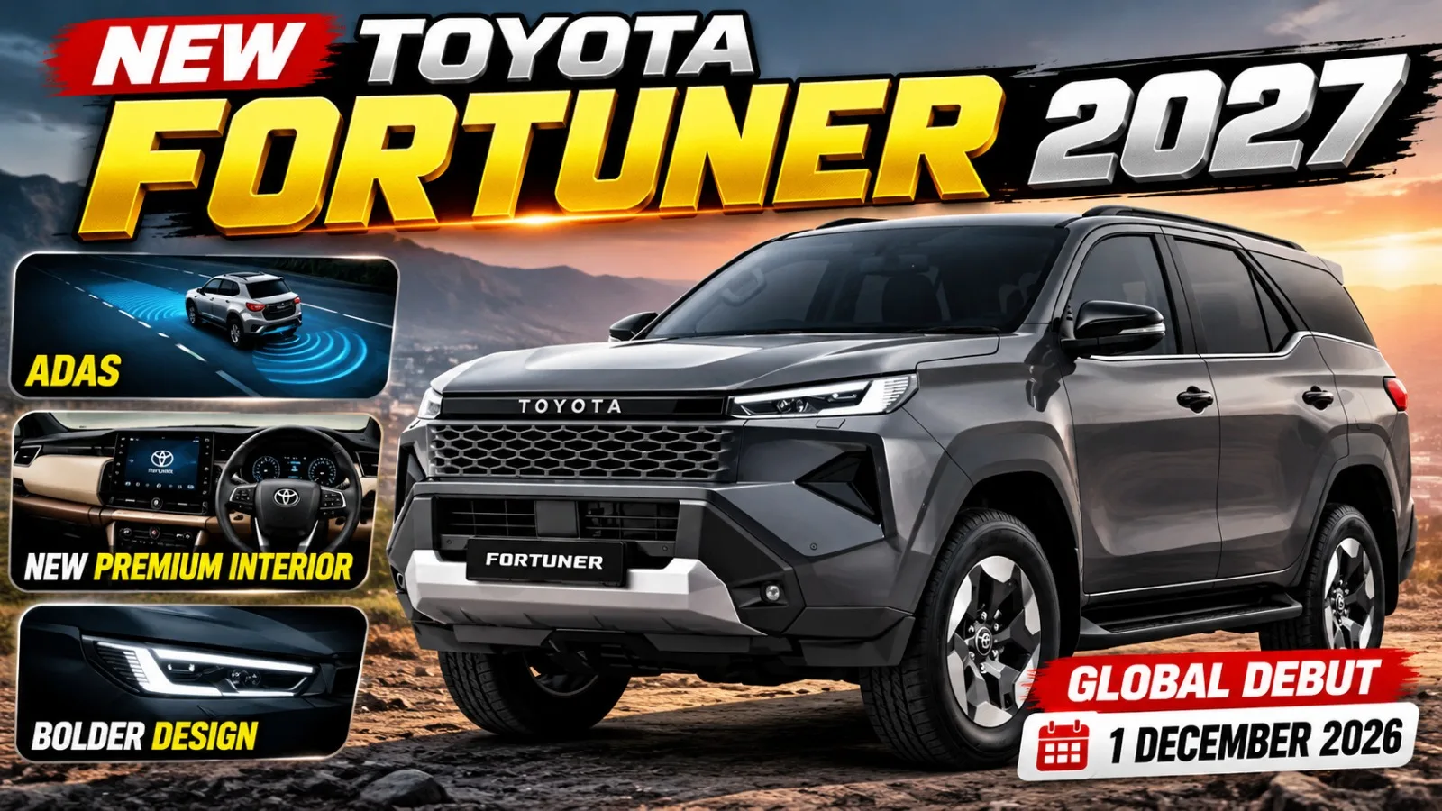 New Toyota Fortuner 2027 Debut on December 1, Full Details Inside