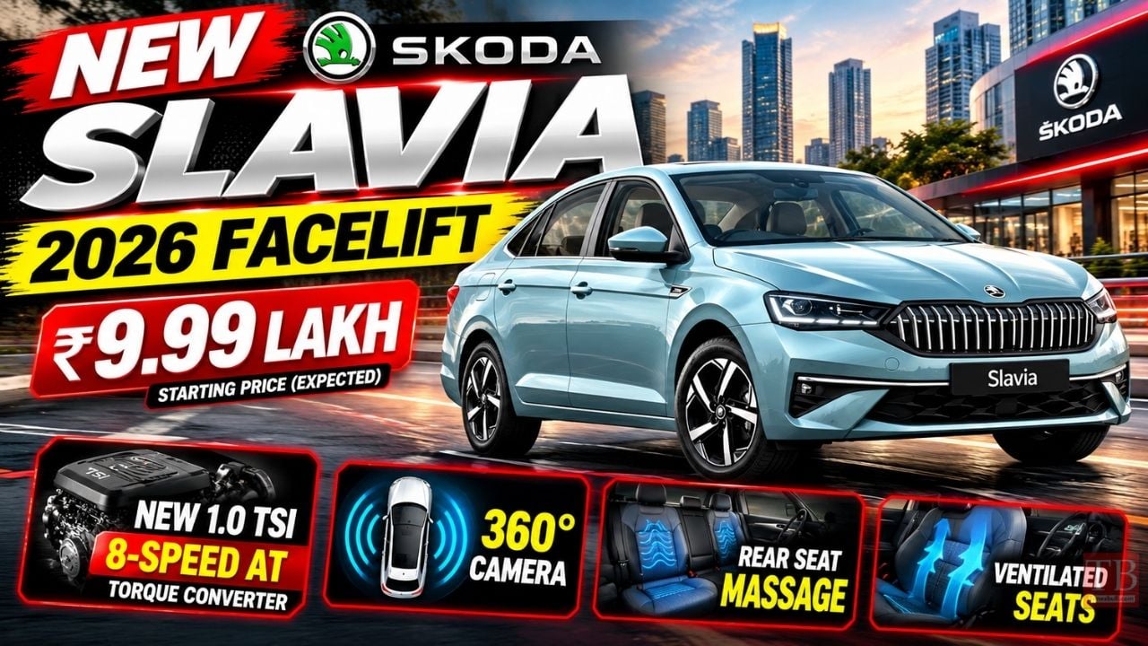 Skoda Slavia Facelift Launched in India at ₹9.99 Lakh, New 8-Speed AT, 360 Camera