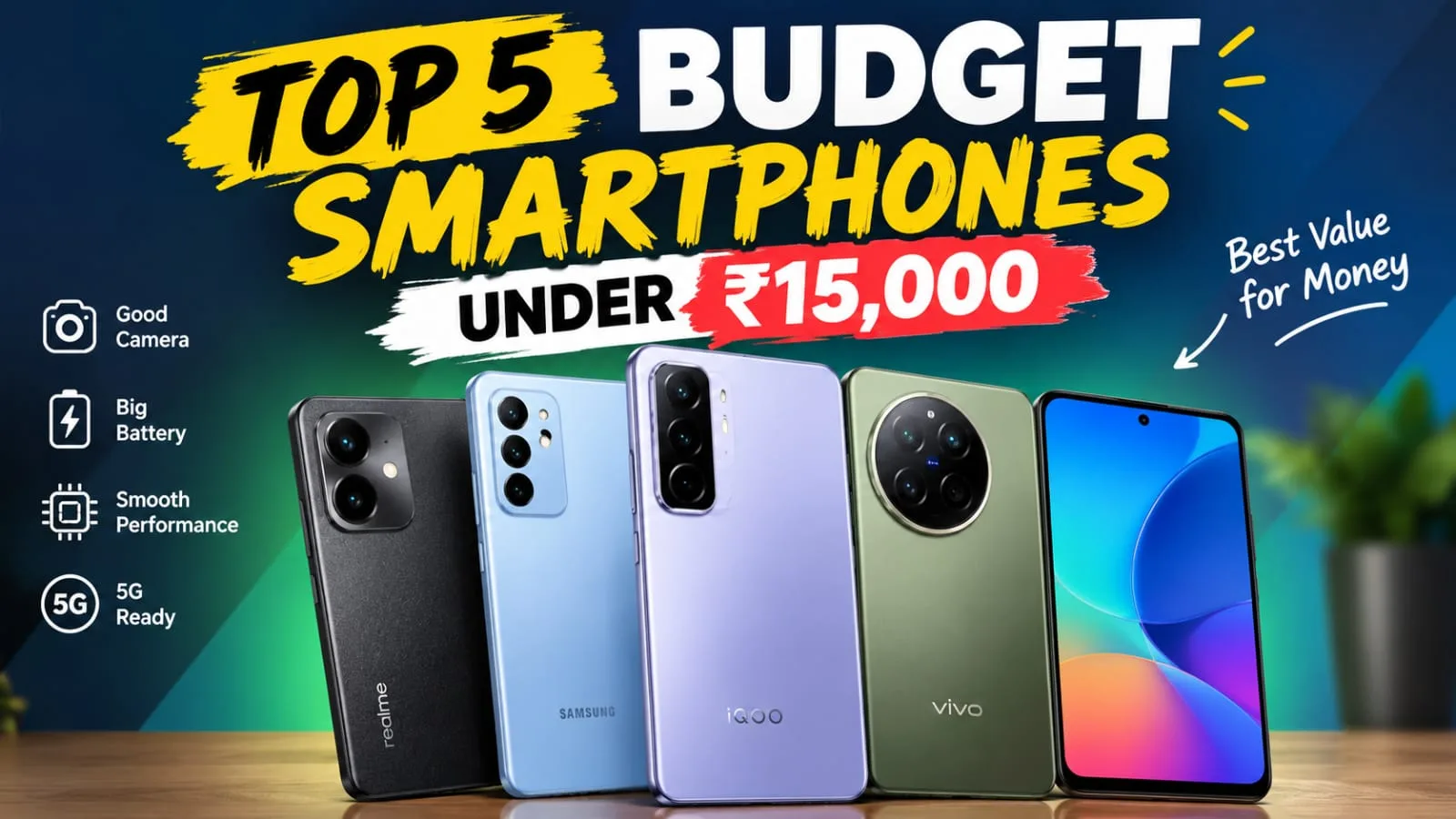 Top 5 Best 5G Phones Under ₹15,000 in October 2026 – Top 5 Picks Here