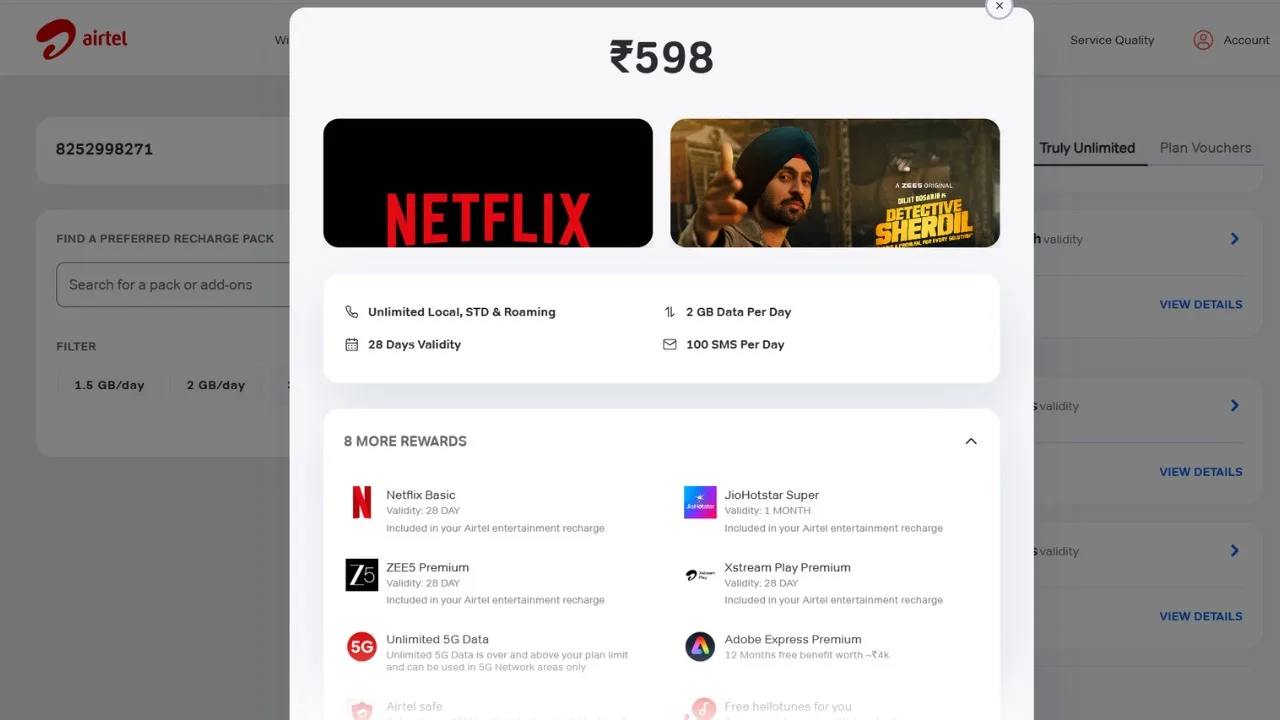 Airtel ₹598 vs Jio ₹500 – Netflix vs YouTube Premium — Which Plan Offers Better OTT - Image 1